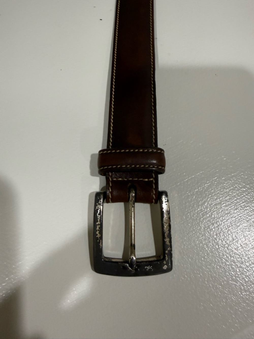 Brooks Brothers size 34 Men's Brown Leather Belt with Contrast Stitching